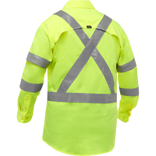 Chemise de travail &agrave; manches longues et X au dos Bisley avec X-Airflow, Poly-coton, Petit, Jaune lime haute visibilit&eacute; Oxford Builders Supplies Inc