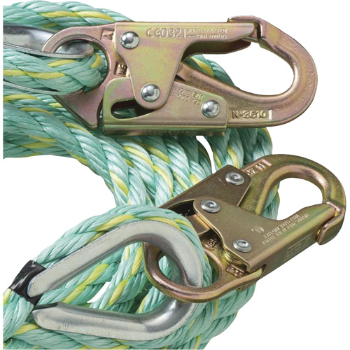 VL-1122-100 Cordage de s&eacute;curit&eacute; vertical avec crochet mousqueton d'ancrage, Copolym&egrave;re Oxford Builders Supplies Inc