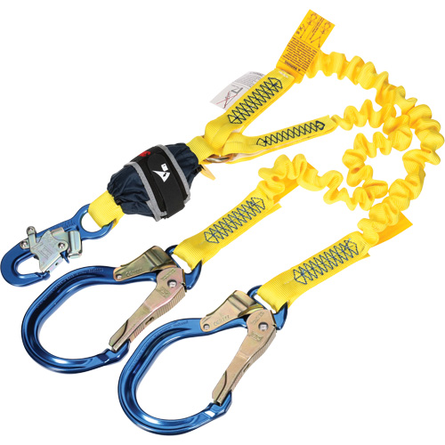 Longe &eacute;lastique d'ancrage double &agrave; amortisseur de choc en sangle, 6', Point d'ancrage &agrave; Crochet d'armature, Crochet mousqueton aux jambes Oxford Builders Supplies Inc