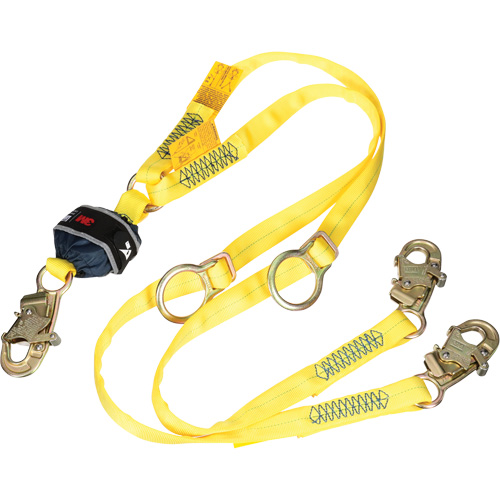 Twin-Leg Tie-Back Web Shock-Absorbing Lanyard, 6', Snap Hook Center, Snap Hook Leg Ends, Polyester Oxford Builders Supplies Inc