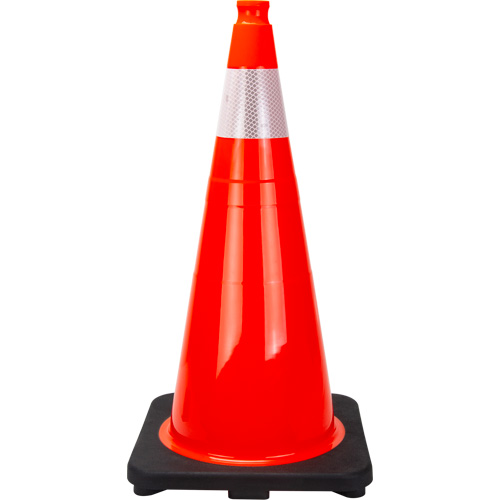 C&ocirc;ne de signalisation de premi&egrave;re qualit&eacute;, 28", Orange, Bande(s) r&eacute;fl&eacute;chissante(s) 4" Oxford Builders Supplies Inc