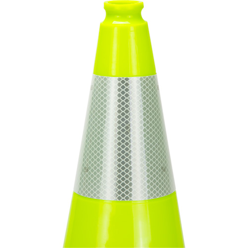 C&ocirc;ne de signalisation de premi&egrave;re qualit&eacute;, 18", Vert lime, Bande(s) r&eacute;fl&eacute;chissante(s) 6" Oxford Builders Supplies Inc