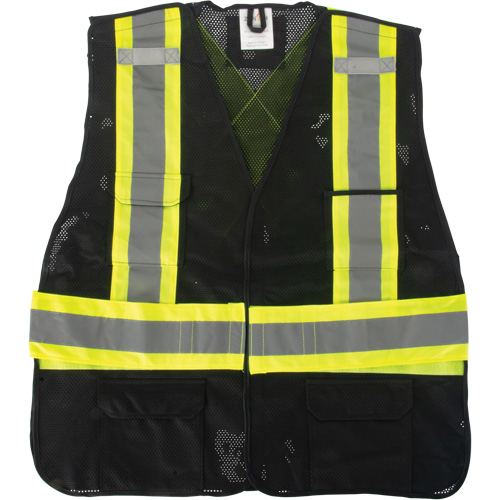 CSA Compliant Surveyor Vest, Black, Medium, Polyester Oxford Builders Supplies Inc