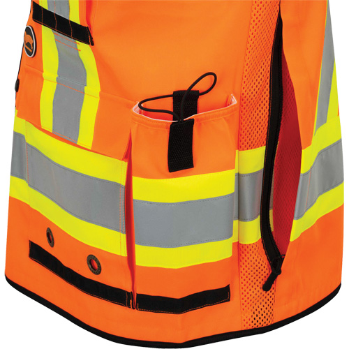 6680 Veste d'arpenteur antimicrobienne haute visibilit&eacute; avec dos en maille, Orange haute visibilit&eacute;, Petit, Polyester Oxford Builders Supplies Inc
