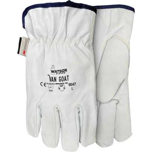 Gants de protection contre la coupe Van Goat 9547, T-petit, Paume en Cuir fleur de ch&egrave;vre, Para-aramide/Polyester/Acier/Thinsulate Oxford Builders Supplies Inc