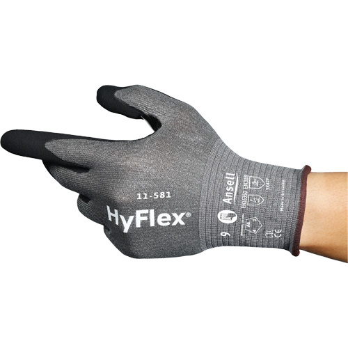 HyFlex&reg; 11-581 Ultra-Lightweight Industrial Gloves, 6, 21 Gauge, Nitrile Coated, ASTM ANSI Level A6 Oxford Builders Supplies Inc