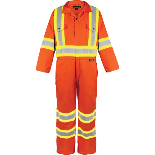 Combinaison non doubl&eacute;e haute visibilit&eacute;, Moyen, Orange haute visibilit&eacute; Oxford Builders Supplies Inc