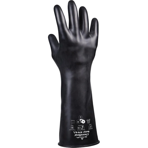 879 Acid-Resistant Gloves, Size 2X-Large/11, 14" L, Butyl Rubber, 28-mil Oxford Builders Supplies Inc