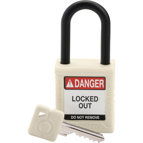 Velocity Safety Lockout Padlock, White, Keyed Different, Nylon, 1-1/2" Width Oxford Builders Supplies Inc