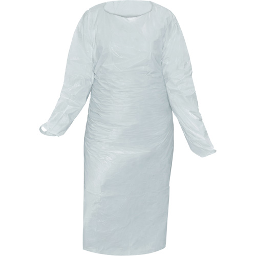 CoverMe Gown with Thumbholes, One Size, White, Polyethylene Oxford Builders Supplies Inc
