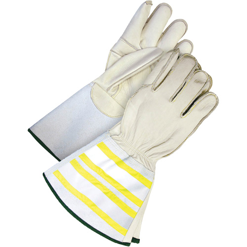 Gants utilitaires haute visibilit&eacute; avec manchette de 6,25", Moyen, Paume en Cuir fleur de vache Oxford Builders Supplies Inc