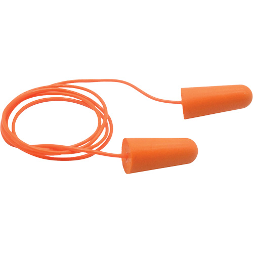 Bouchons d'oreilles coniques jetables en mousse de PU orange SEALTEC33, Avec cordon, Vrac - Boîte, 33 dB NRR, Taille unique Oxford Builders Supplies Inc
