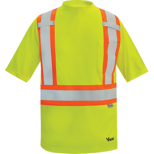 Viking&reg; Safety Bamboo Lined T-shirt, Polyester, 4X-Large, High Visibility Lime-Yellow Oxford Builders Supplies Inc