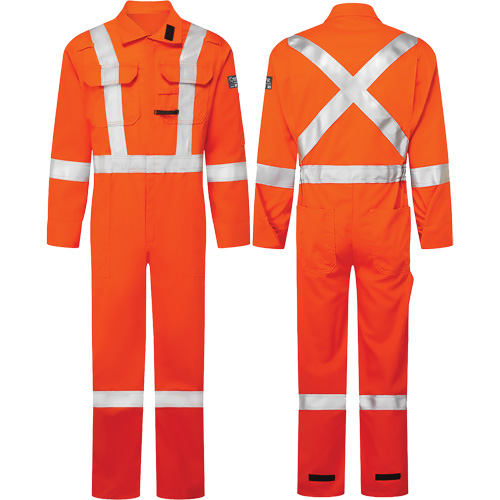 Combinaisons Avenger, 7 oz, Taille 44 grand, Orange haute visibilit&eacute; Oxford Builders Supplies Inc