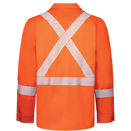 Avenger 7 oz Deluxe Segmented Striped High-Visibility Work Shirt, Style 652, Men's, X-Large (Tall), Orange Oxford Builders Supplies Inc