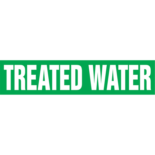 "Treated Water" Pipe Markers, Self-Adhesive, 2-1/2" H x 12" W, White on Green Oxford Builders Supplies Inc