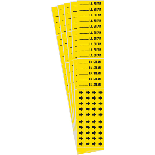 Marqueur de tuyau avec espace vierge suivi de LB. Steam, Autocollant, 2-1/4" h x 2-3/4" la, Noir sur jaune Oxford Builders Supplies Inc