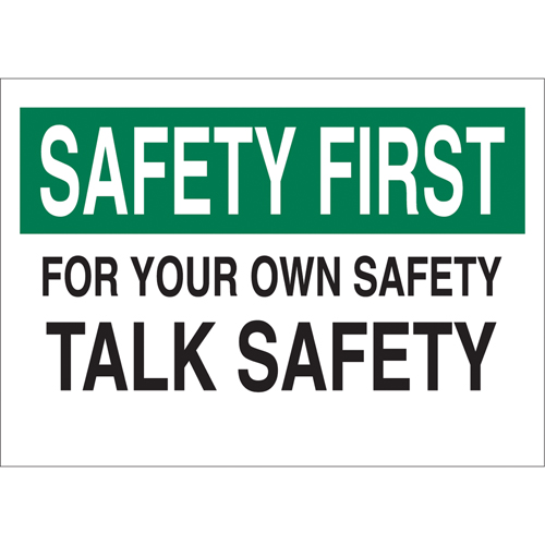 "Talk Safety" Sign, 10" x 14", Aluminum, English Oxford Builders Supplies Inc