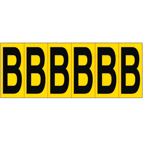 Individual Adhesive Letter Markers, B, 2-15/16" H, Black on Yellow Oxford Builders Supplies Inc