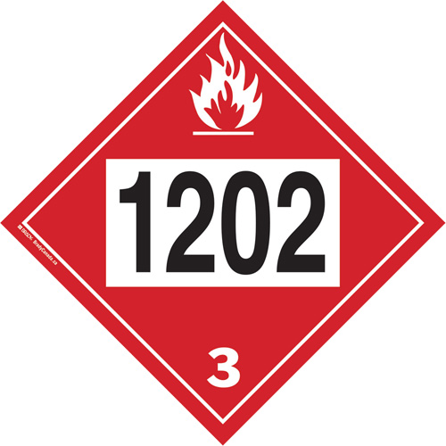Plaque-&eacute;tiquette TMD 1202 pour liquide inflammable huile combustible, Plastique Oxford Builders Supplies Inc