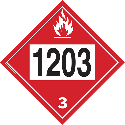 1203 Gasohol & Gasoline Flammable Liquid TDG Placard, Plastic Oxford Builders Supplies Inc
