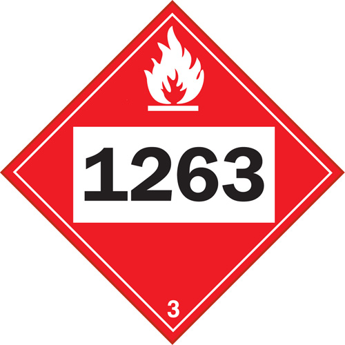 1263 Paint Flammable Liquid TDG Placard, Plastic Oxford Builders Supplies Inc