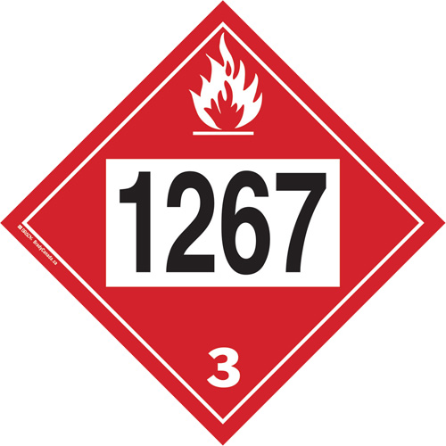 1267 Petroleum Crude Oil Flammable Liquid TDG Placard, Adhesive Vinyl Oxford Builders Supplies Inc