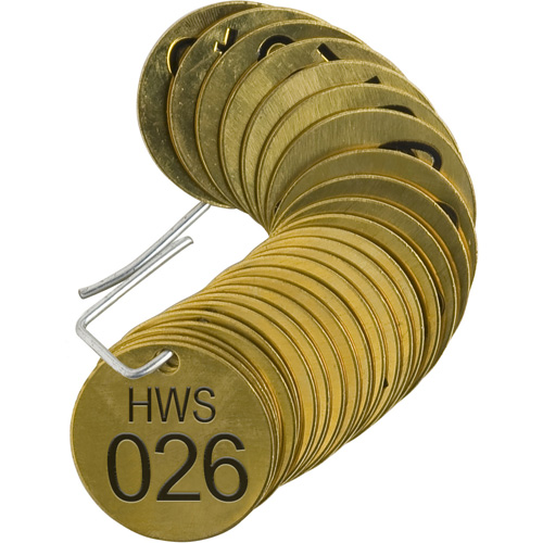 &eacute;tiquettes num&eacute;rot&eacute;es pour vannes HWS, # 026-050, Laiton, 1,5" dia. Oxford Builders Supplies Inc
