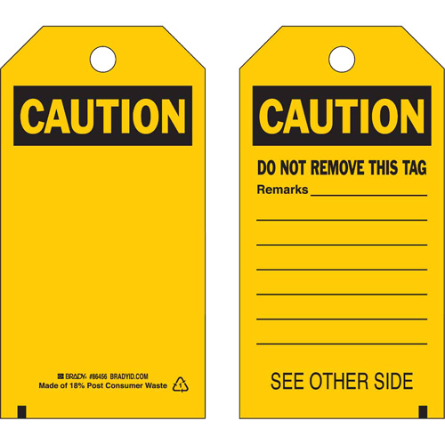 Self-Laminating Safety Tags, Polyester, 4" W x 7" H, English Oxford Builders Supplies Inc