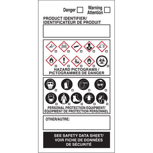 OTS WHMIS Labels, Vinyl, Sheet, 4" L x 2" W Oxford Builders Supplies Inc