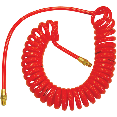 Tuyaux &agrave; air autor&eacute;tractables en polyur&eacute;thane Flexcoil a/raccords, Air, 1/4" DI x 15' lo, Polyur&eacute;thane, 140 psi &agrave; 23 °C Oxford Builders Supplies Inc