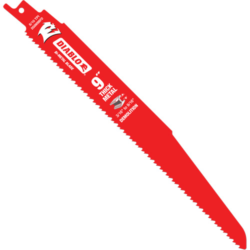 Reciprocating Blade for Thick Metal/Demolition, Bi-Metal, 8-10 TPI, 9" L Oxford Builders Supplies Inc