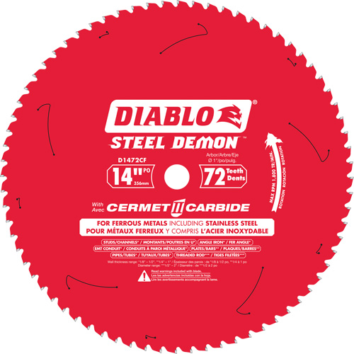 Lame de scie circulaire Cermet II Steel Demon, 14", 72 dents, Pour M&eacute;tal Oxford Builders Supplies Inc