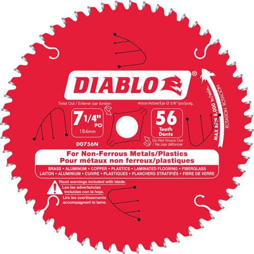Lame de scie en aluminium, 7-1/4", 56 dents, Pour Non ferreux Oxford Builders Supplies Inc