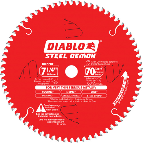 Lame de scie &agrave; d&eacute;couper Steel Demon, 7-1/4", 70 dents, Pour M&eacute;tal Oxford Builders Supplies Inc