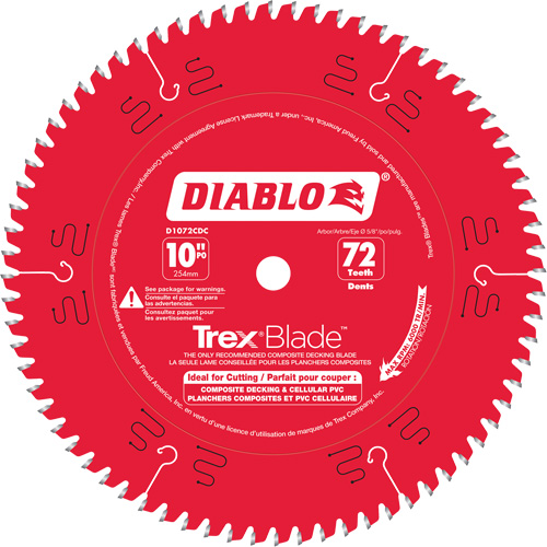 Lame de scie &agrave; d&eacute;couper Trex Blade, 10", 72 dents, Pour Plastique/Plastique Oxford Builders Supplies Inc