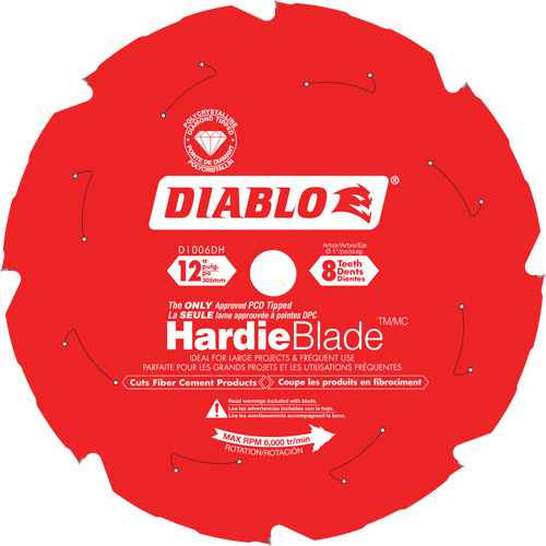 Lame de scie &agrave; d&eacute;couper HardieBlade, 12", 8 dents, Pour B&eacute;ton de fibre Oxford Builders Supplies Inc