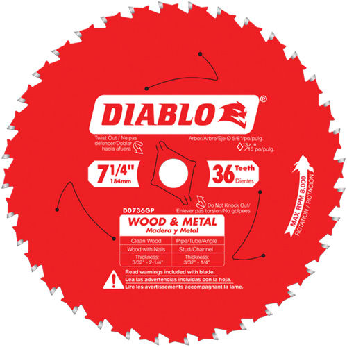 Lame de scie Cermet II Steel Demon, 7-1/4", 36 dents, Pour M&eacute;tal Oxford Builders Supplies Inc