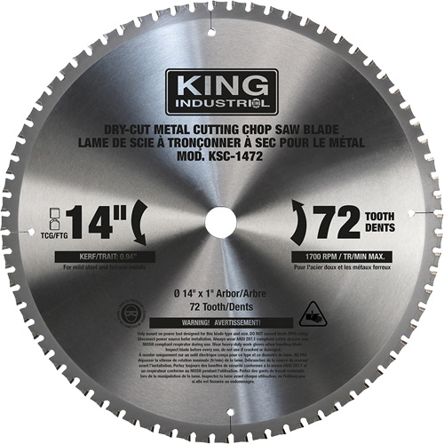 Lame de scie &agrave; tronçonner, 14", 72 dents, Pour M&eacute;tal Oxford Builders Supplies Inc