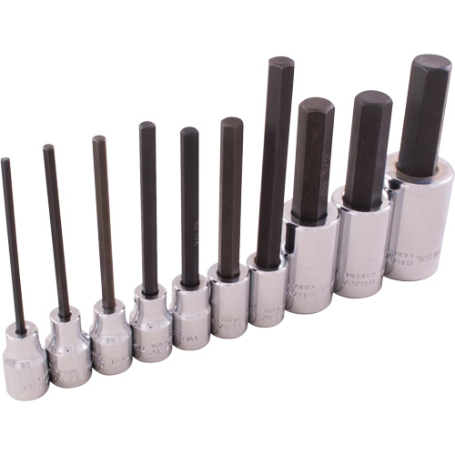 SAE Hex Head Socket Set, Hex, 1/2"/3/8" Drive, 10 Pcs Oxford Builders Supplies Inc
