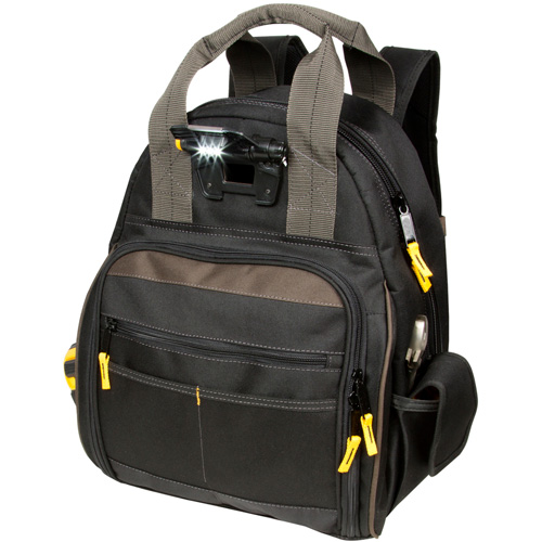 Sacs &agrave; dos pour outils Techgear &agrave; 53 pochettes, 16" lo x 13-1/4" la, Noir, Polyester Oxford Builders Supplies Inc