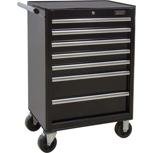 Industrial Tool Cart, 7 Drawers, 27" W x 18-3/4" D x 39" H, Black Oxford Builders Supplies Inc