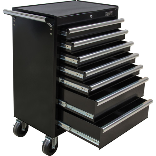 Industrial Tool Cart, 7 Drawers, 27" W x 18-3/4" D x 39" H, Black Oxford Builders Supplies Inc