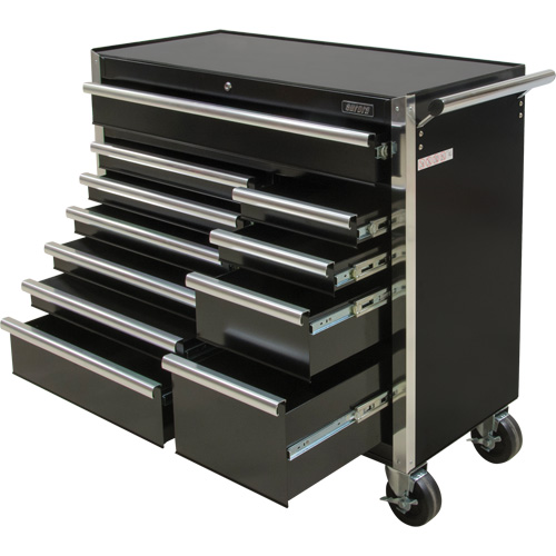 Chariot &agrave; outils industriel, 11 tiroirs, 41" la x 18-3/4" p x 39-1/3" h, Noir Oxford Builders Supplies Inc