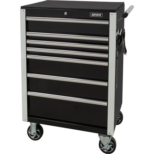 Heavy-Duty Tool Cart, 7 Drawers, 28" W x 22" D x 42-3/8" H, Black Oxford Builders Supplies Inc