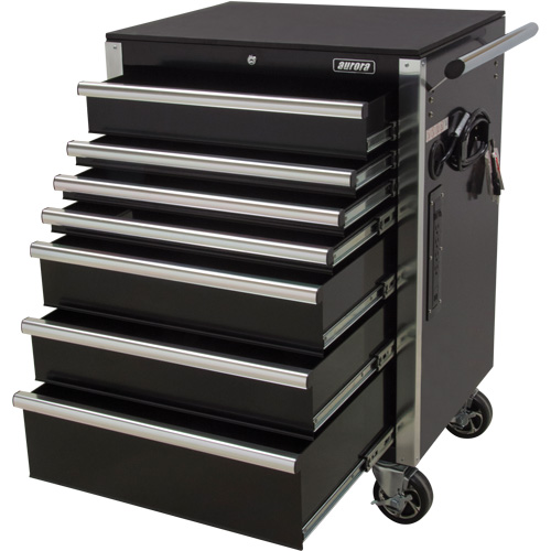 Heavy-Duty Tool Cart, 7 Drawers, 28" W x 22" D x 42-3/8" H, Black Oxford Builders Supplies Inc