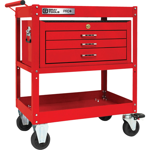 Chariot utilitaire robuste s&eacute;rie PRO+ avec coffre interm&eacute;diaire, 2 tiers, 30-1/5" x 38-1/3" x 19-1/2" Oxford Builders Supplies Inc