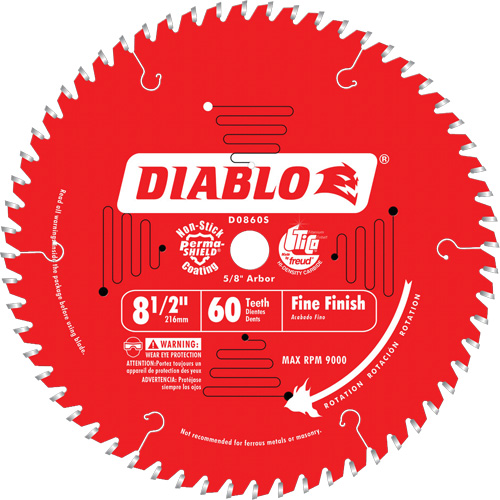 Lames de scie pour entrepreneur - Lames de scie finition fine, 8-1/2", 60 dents, Pour Bois Oxford Builders Supplies Inc