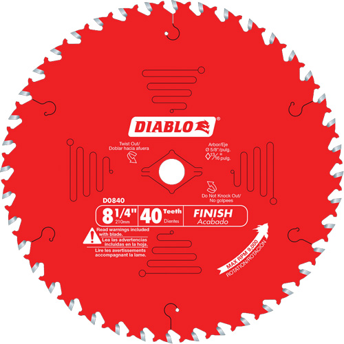 Lames de scie pour entrepreneur - Lames de scie finition, 8-1/4", 40 dents, Pour Bois Oxford Builders Supplies Inc