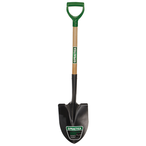 Round-Point Shovel, Tempered Steel Blade, Wood, D-Grip Handle Oxford Builders Supplies Inc